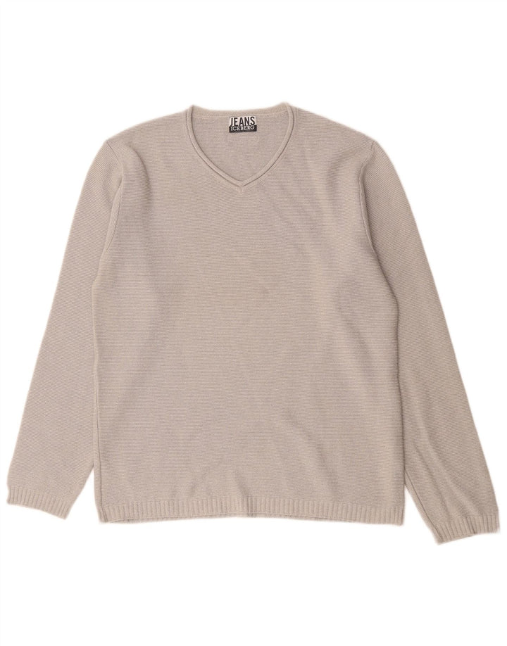 Iceberg Jersey Con Cuello En V Para Hombre Algodón Gris Medio