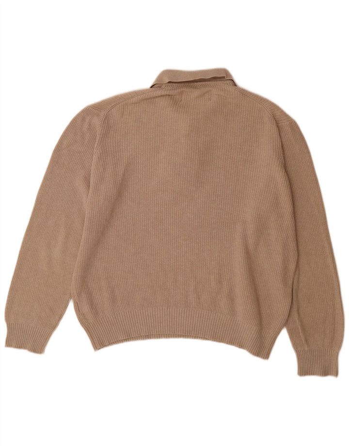 Marks & Spencer Jersey de cuello tipo polo azul Harbor para hombre, talla grande, color beige