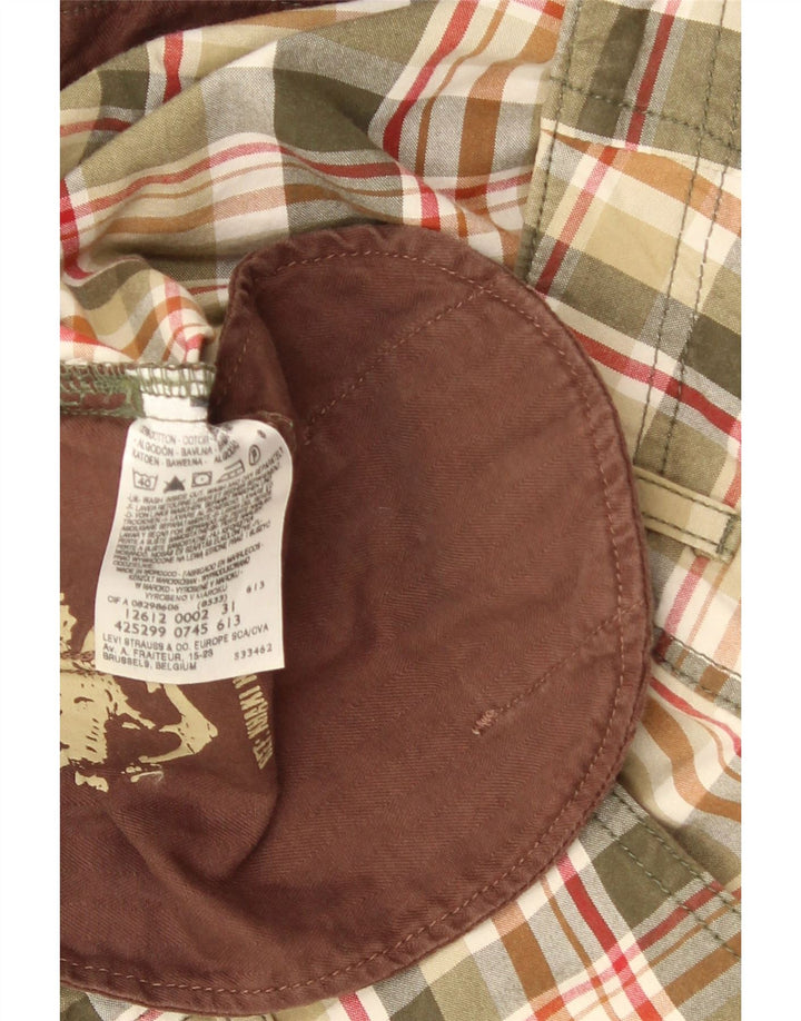 DOCKERS Pantalones cortos cargo ajustados para hombre W32 Algodón a cuadros multicolor mediano
