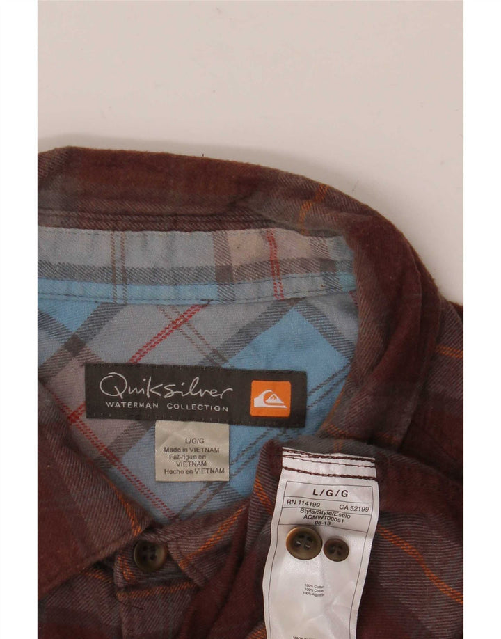 Quiksilver Camisa De Franela De Algodón A Cuadros Marrón Grande Hombre