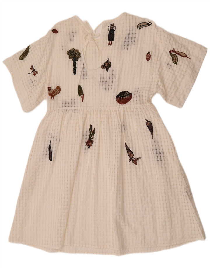 Donoratico Vestido acampanado gráfico para mujer UK 42 Medio Blanco