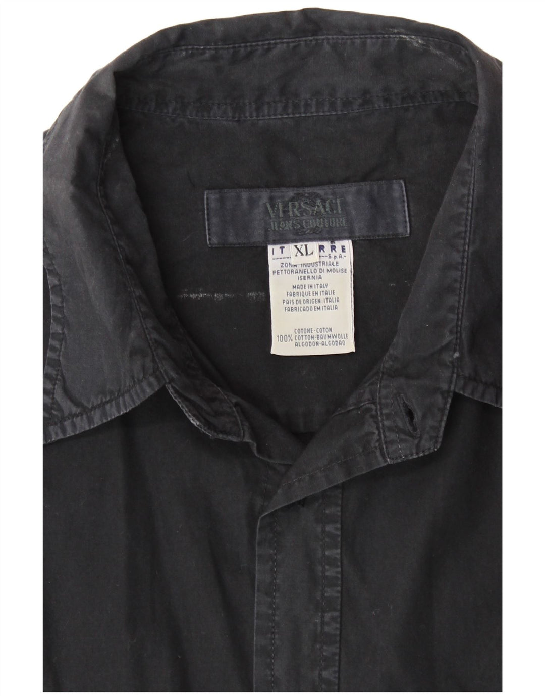 Versace Camisa Hombre XL Algodón Negro