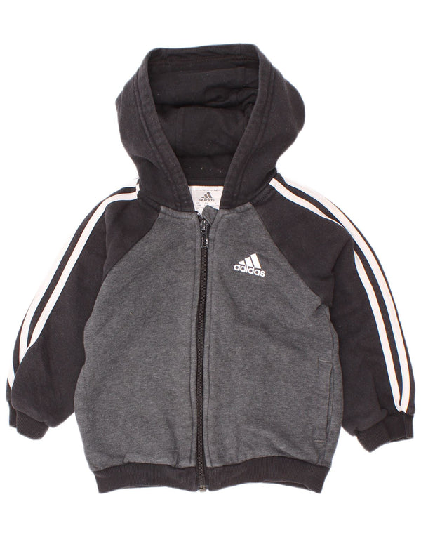Adidas Sudadera con capucha y cremallera para bebé niño 12-18 meses Gris Colorblock Algodón