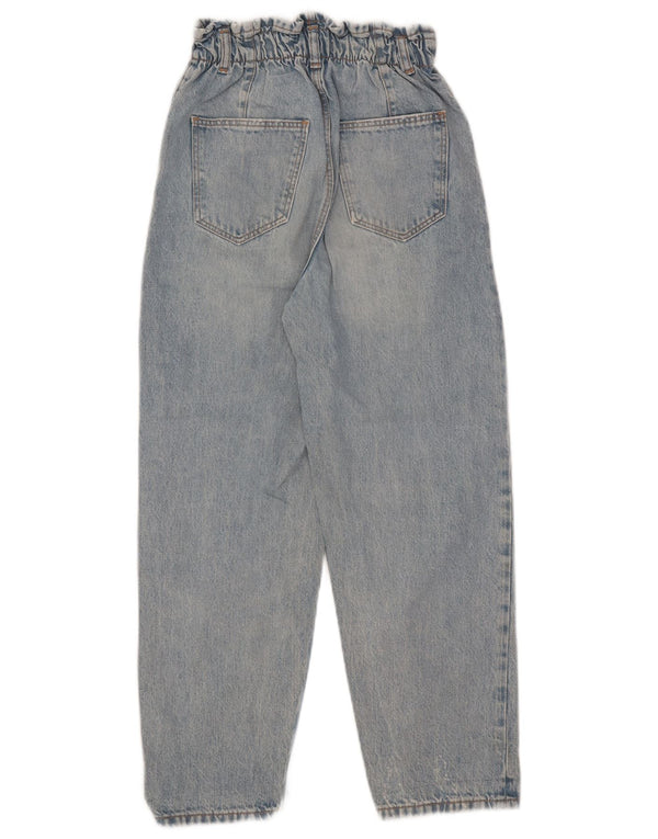 Zara Vaqueros Cónicos De Cintura Alta Para Niñas 13-14 Años W25 L24 Algodón Azul