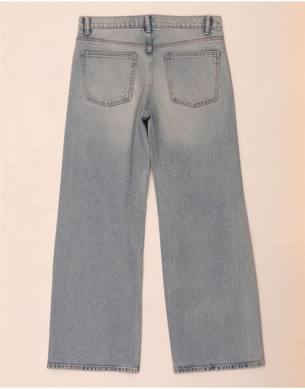 Zara Vaqueros de pierna ancha y talle alto para mujer EU 38 Small W28 L32 Azul
