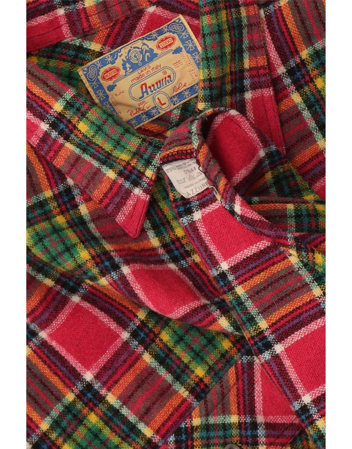 Azzurra Camisa de franela para hombre Poliéster a cuadros rosa grande