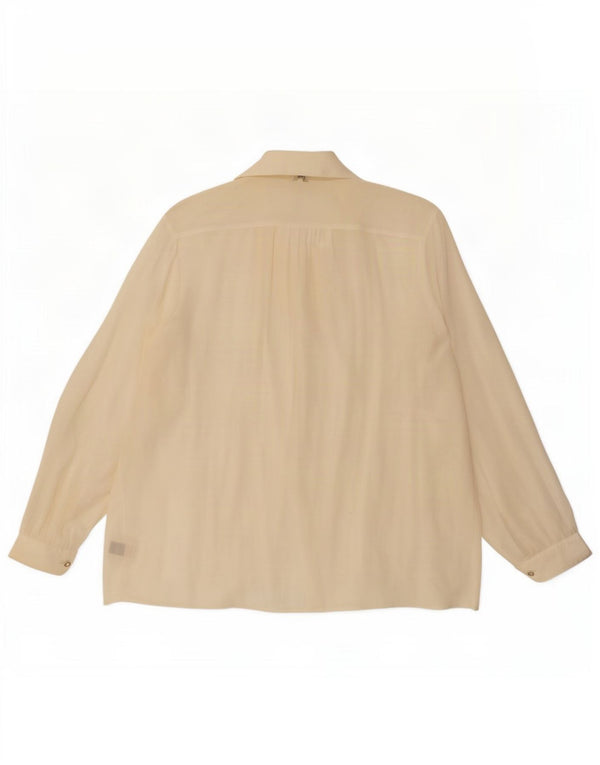 Vintage mujer camisa de gran tamaño blusa Reino Unido 20 2XL de seda blanca