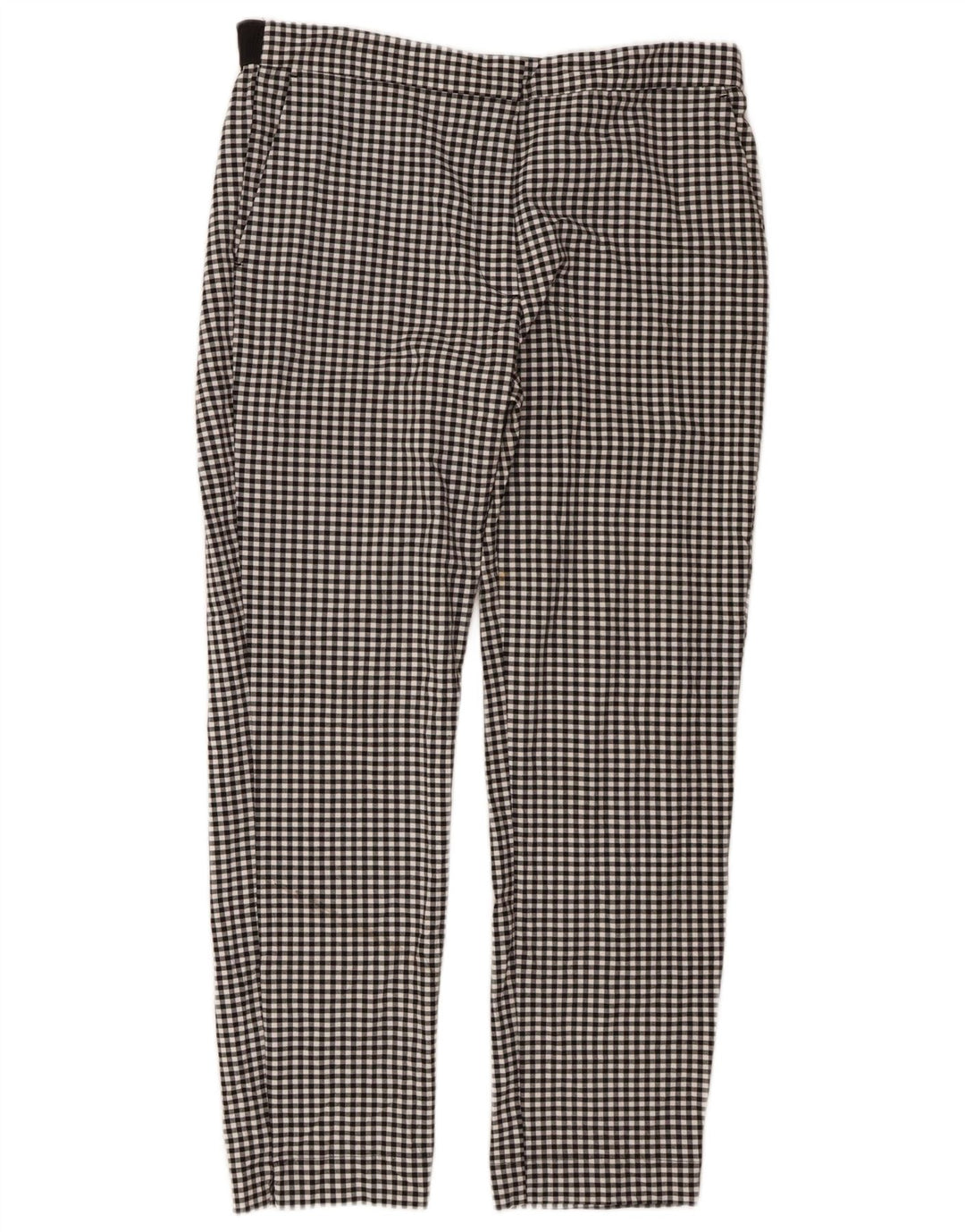 Zara Mujer Pantalón Chino Slim XL W32 L27 Poliéster Vichy Negro