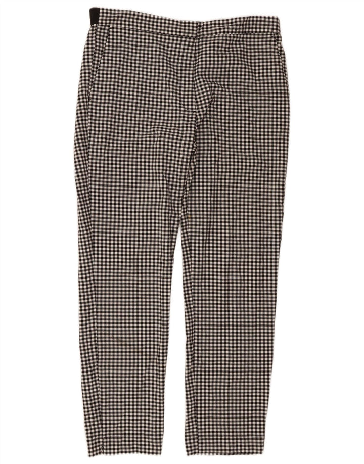 Zara Mujer Pantalón Chino Slim XL W32 L27 Poliéster Vichy Negro