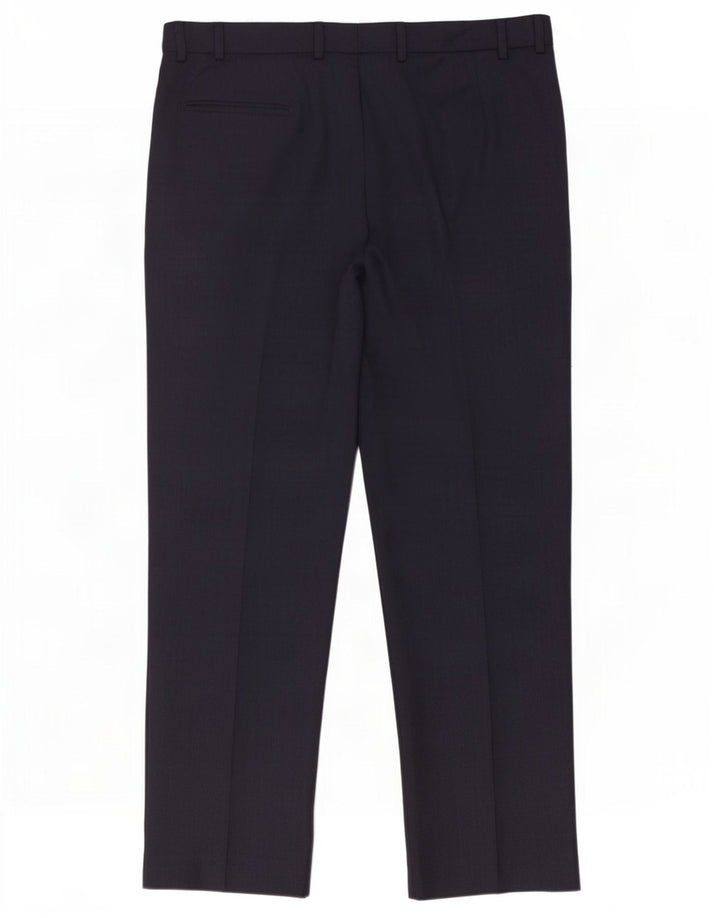Marks & Spencer Pantalón de traje de corte regular para hombre W38 L31 Poliéster azul marino