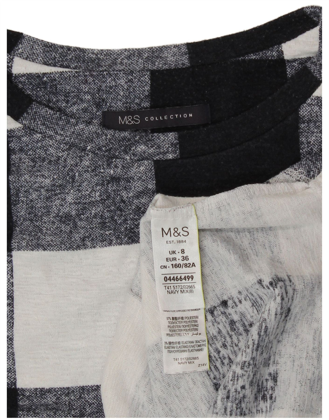 Marks & Spencer Top para mujer de manga larga UK 8 Small Poliéster azul marino