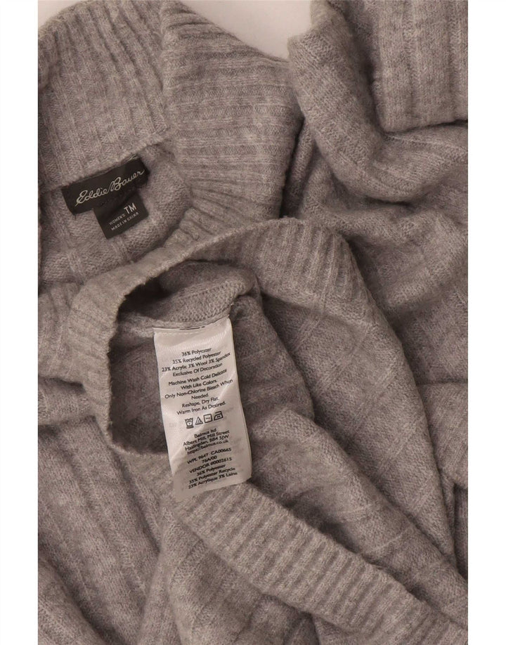 Eddie Bauer Suéter alto con cuello alto para mujer, talla 44, color gris medio