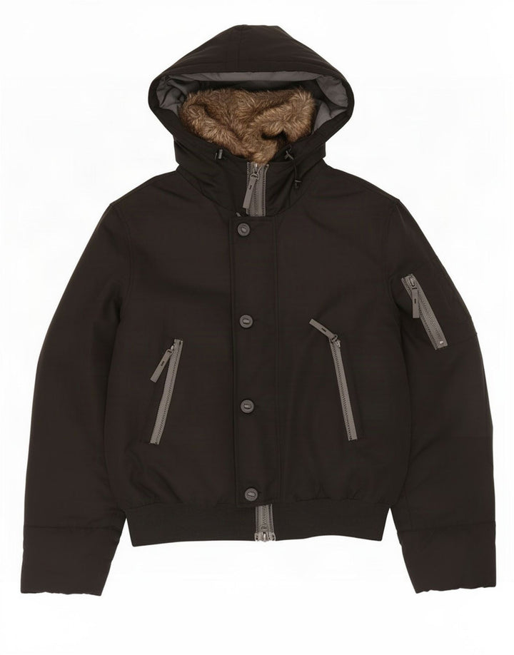 Benetton Hombre Chaqueta Acolchada Con Capucha IT 50 Large Negro