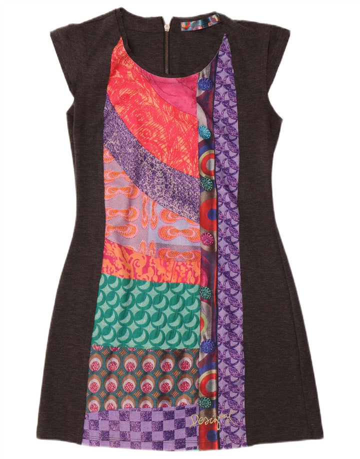 DESIGUAL Vestido tubo para mujer UK 12 Patchwork gris medio