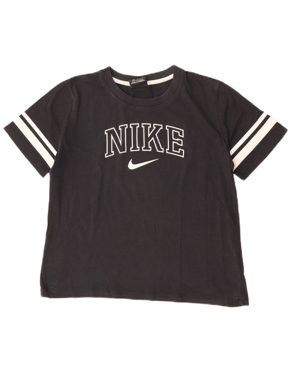 Nike Camiseta corta con gráfico para mujer UK 44 Mediano Negro Colorblock Algodón