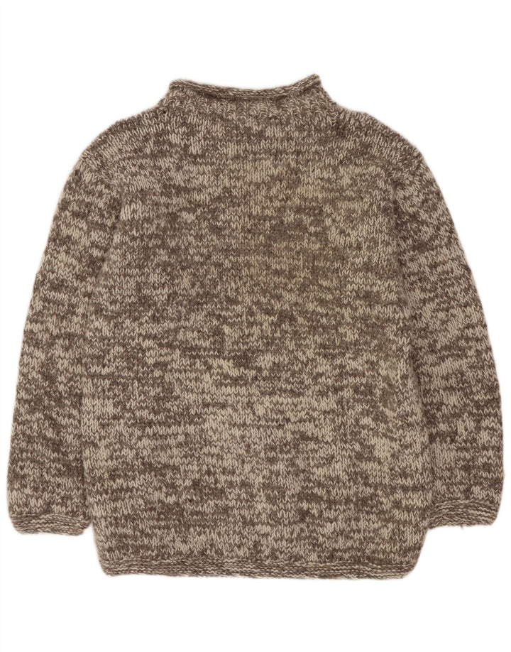 Vintage mujer barco cuello jumper suéter Reino Unido 16 lana grande gris moteada