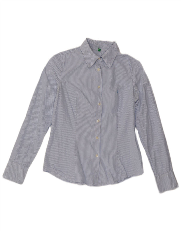 Camisa Benetton Mujer ES 42 Mediano Azul Rayas