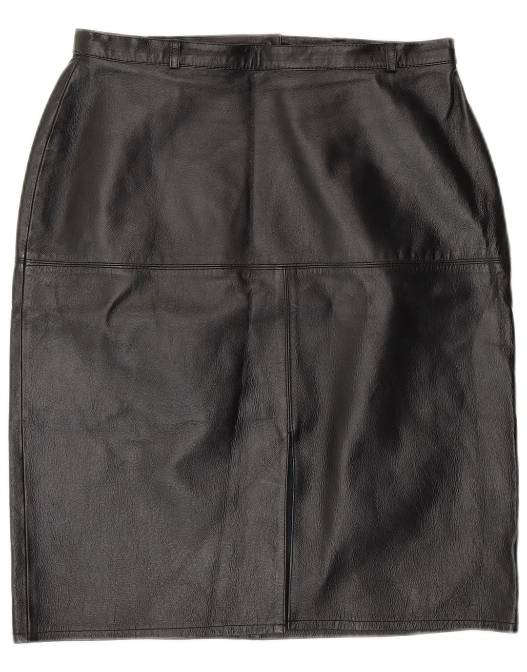 Falda lápiz de cuero vintage para mujer Reino Unido 12 Medio W28 Cuero negro