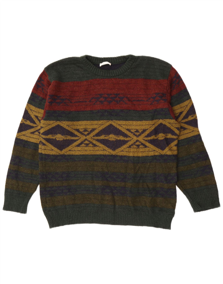 Alba Moda Hombre Cuello Redondo Jersey Suéter Grande Caqui Geométrico