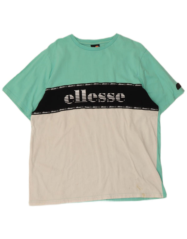 Ellesse Camiseta gráfica para hombre Top 2XL Turquesa Colorblock Algodón