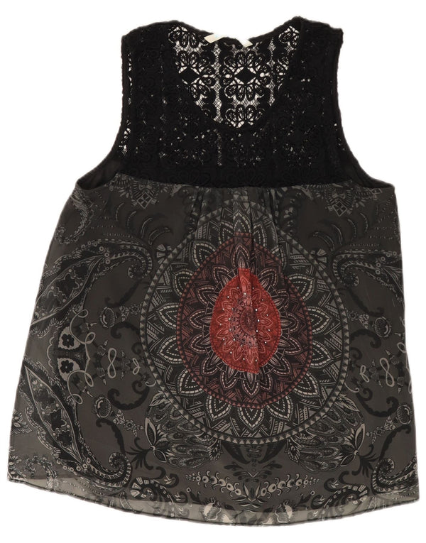 DESIGUAL Blusa gráfica sin mangas para mujer UK 40 XL Gris Paisley