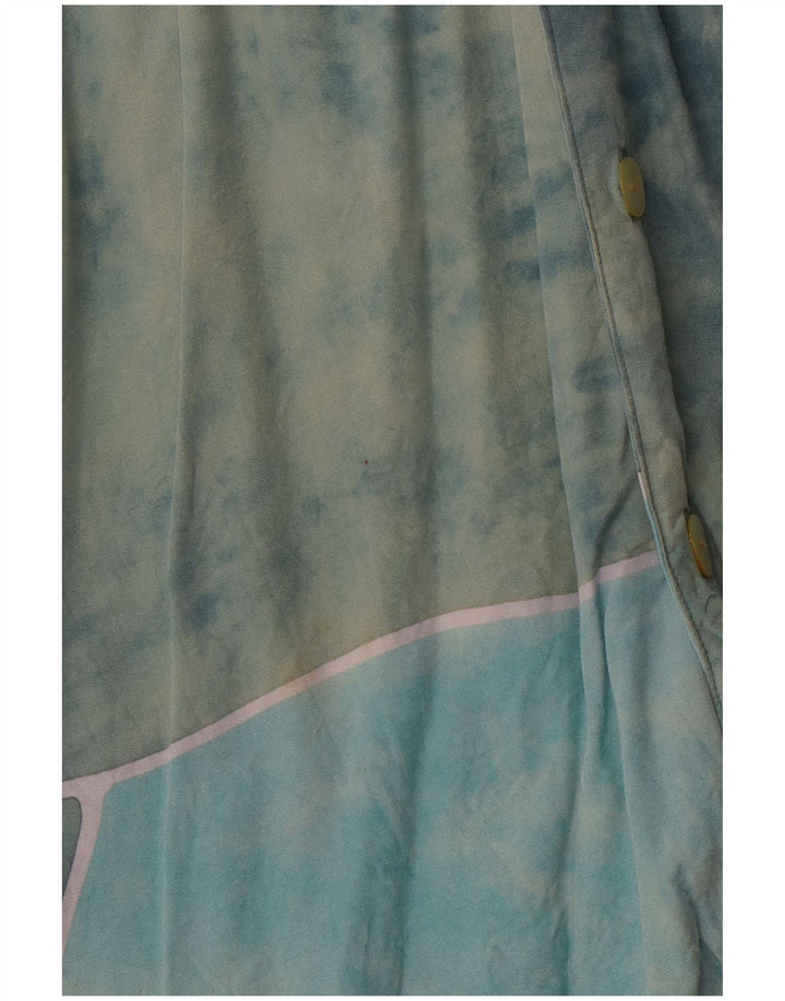 VINTAGE Camisa de patrón abstracto para hombre XL Rayón azul