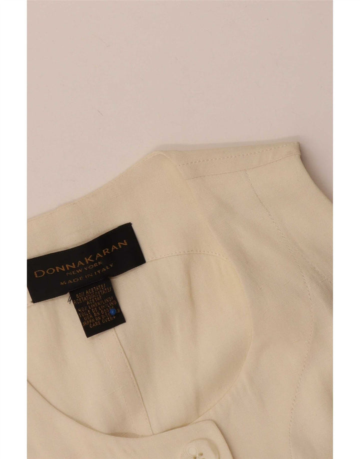 Donna Karan Chaqueta tipo blazer larga con 5 botones para mujer UK 12 Medium Off White