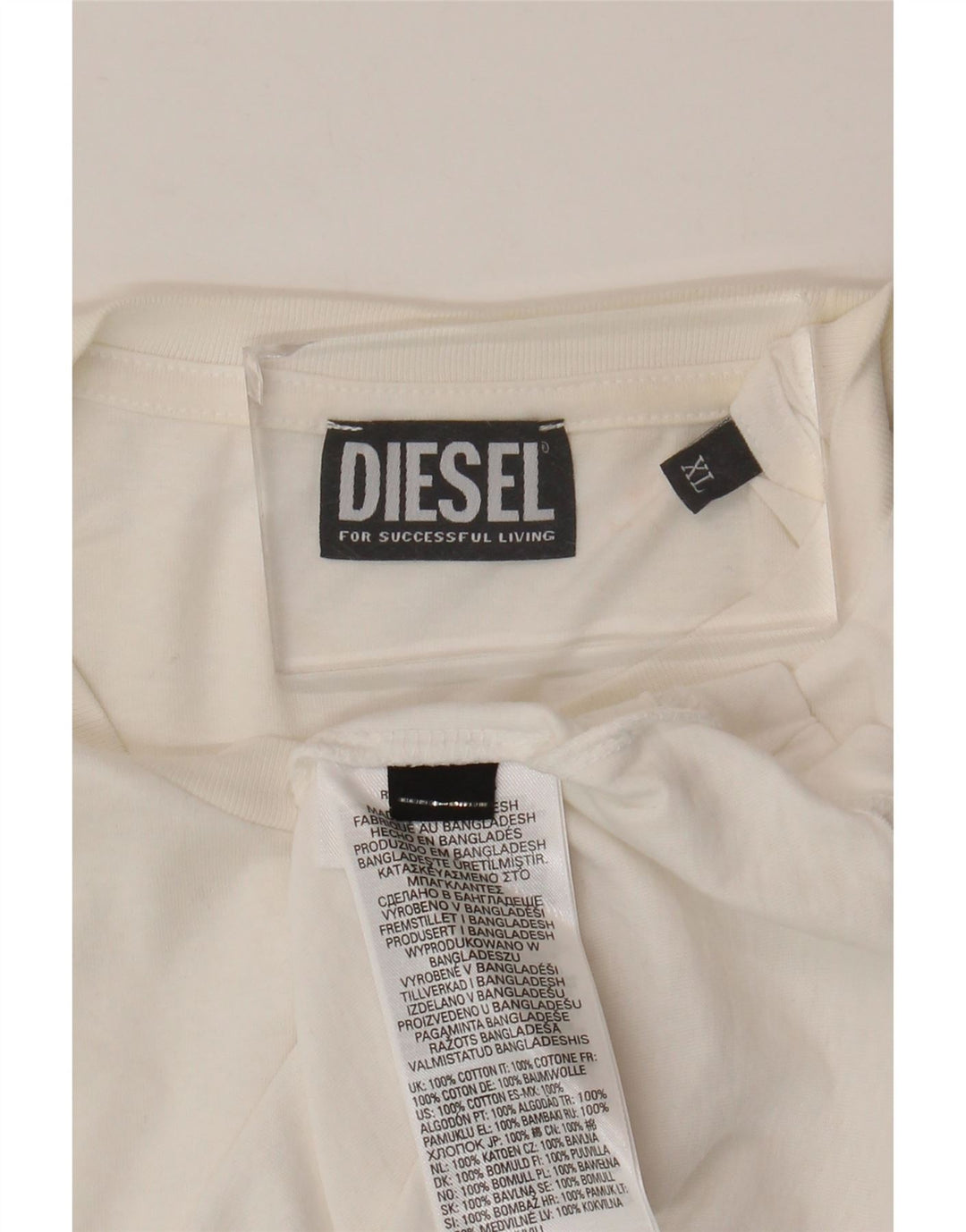 Diesel Hombre Camiseta Gráfica Top XL Algodón Blanco