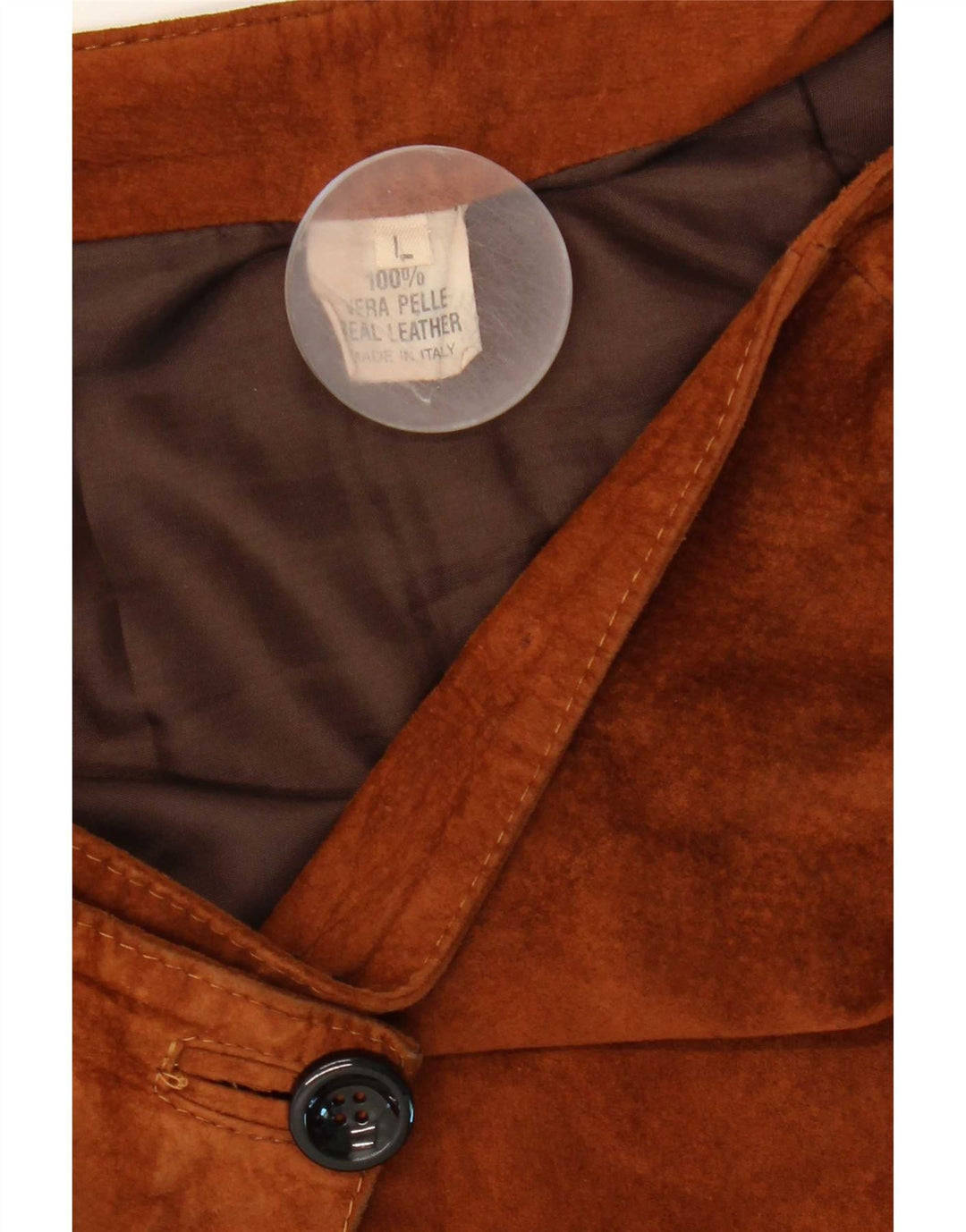 Falda de ante vintage para mujer grande W32 cuero marrón