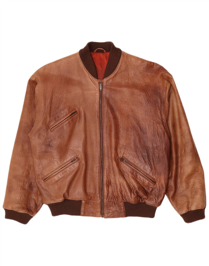 Vintage hombres chaqueta de cuero Reino Unido 40 marrón grande