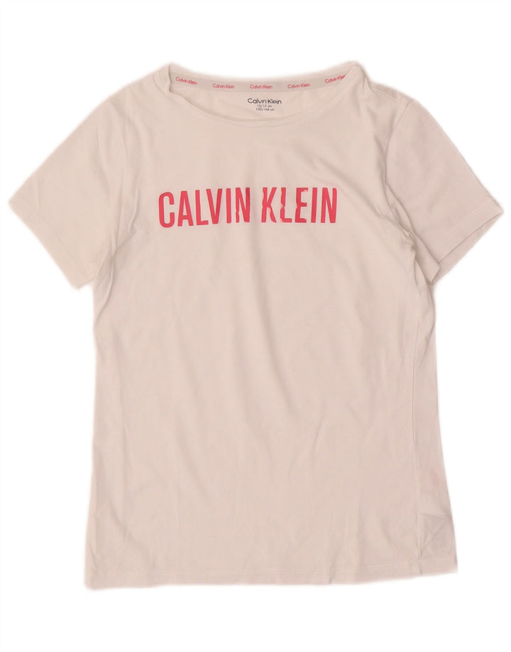 CALVIN KLEIN Camiseta estampada para niña 12-13 años Blanco Algodón