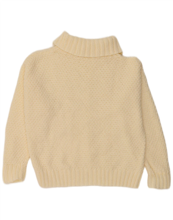 VINTAGE Suéter de jersey de cuello vuelto de gran tamaño para mujer Reino Unido 18 XL Blanco apagado