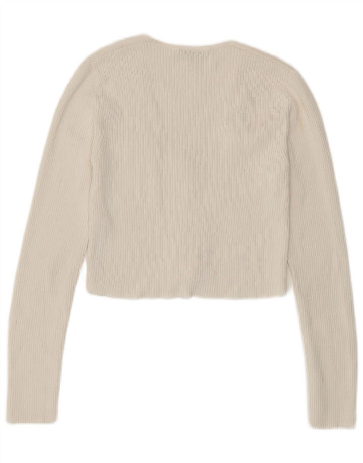 Zara - Cárdigan corto para mujer, talla 40, viscosa blanca mediana
