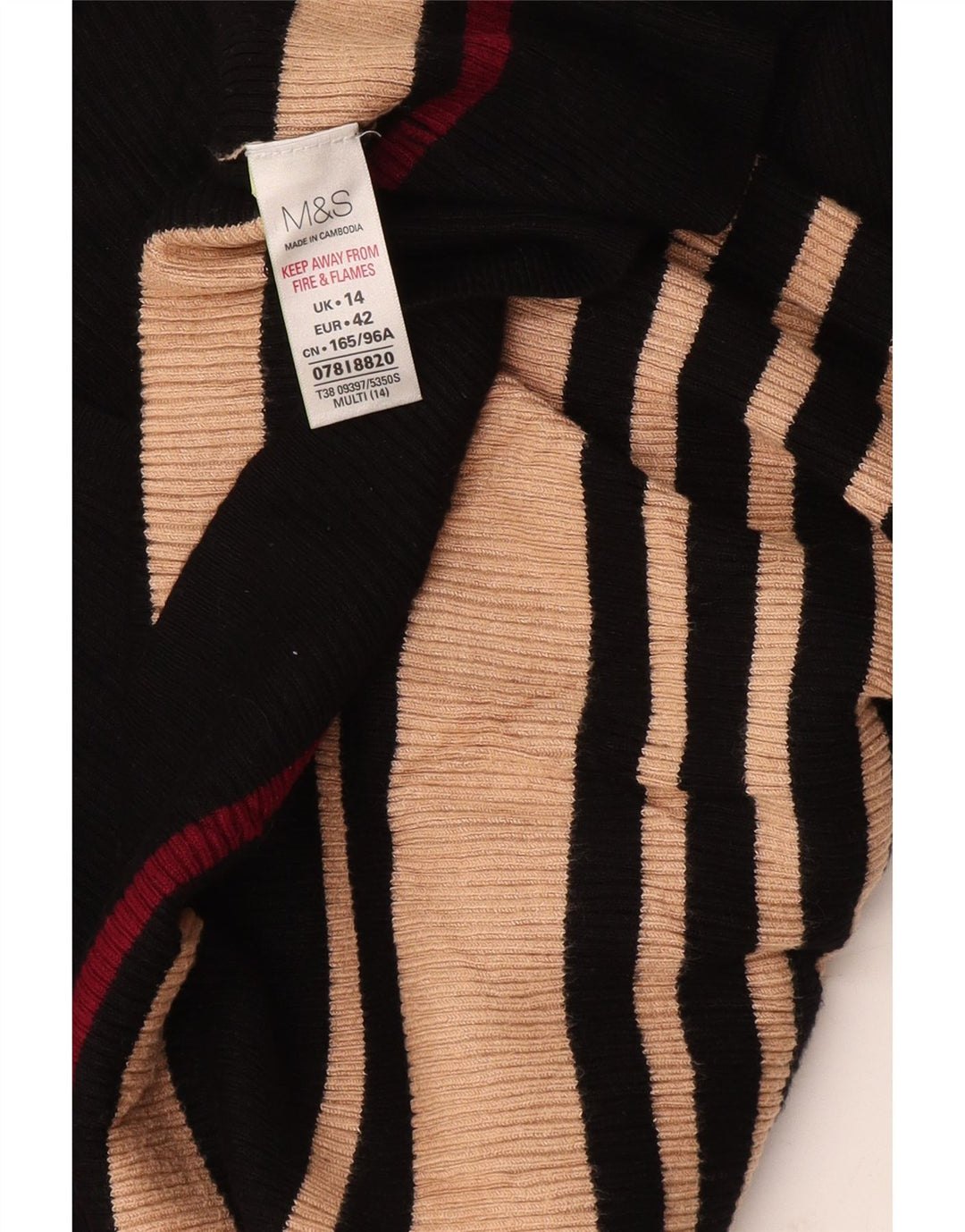 Marks & Spencer Suéter con Cuello en V para Mujer UK 44 Mediano Rayas Negras