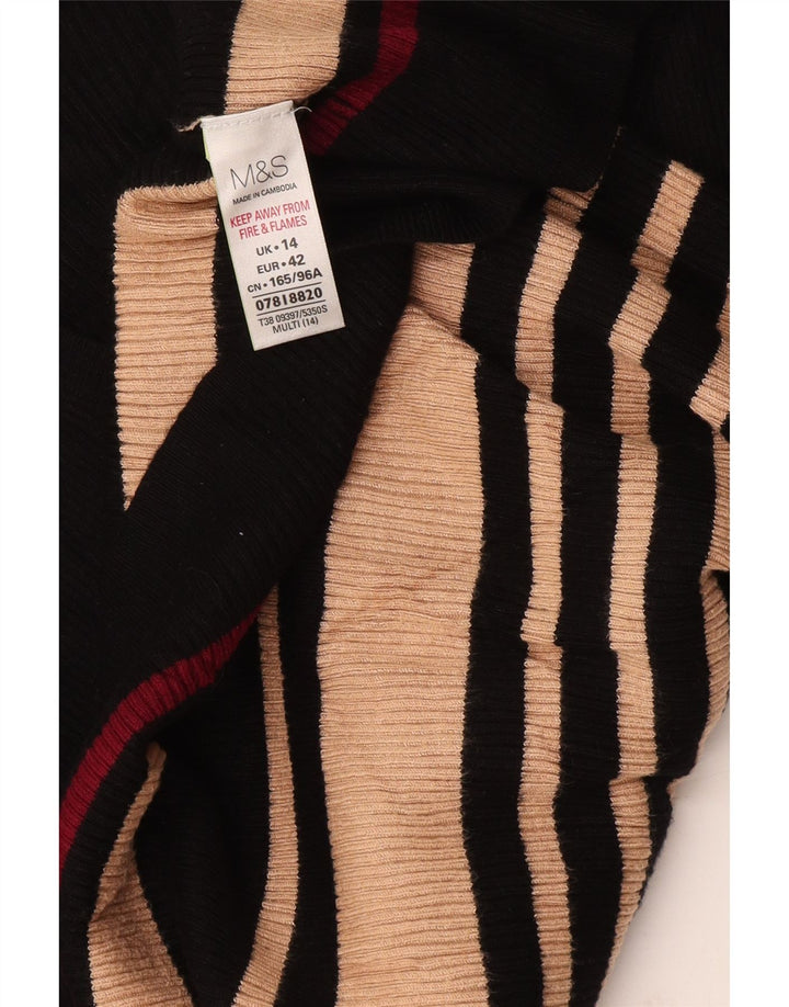 Marks & Spencer Suéter con Cuello en V para Mujer UK 44 Mediano Rayas Negras