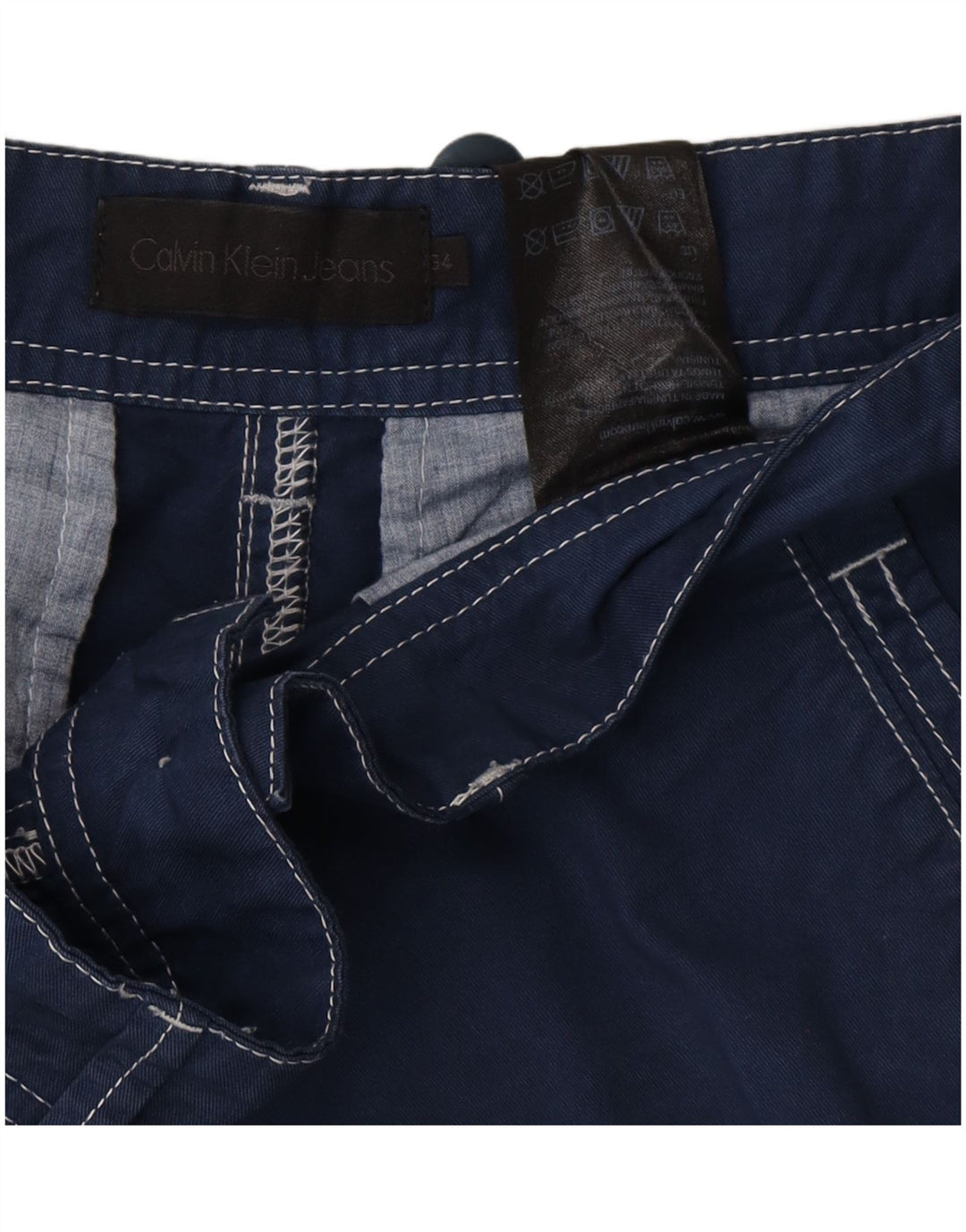 CALVIN KLEIN Pantalones cortos chinos para hombre W34 Algodón azul grande