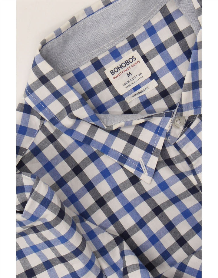 BONOBOS Camisa de corte estándar para hombre de algodón a cuadros azul medio