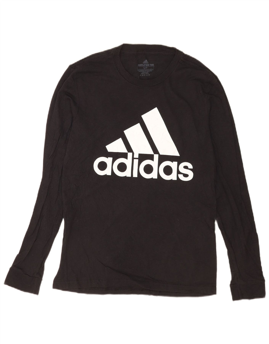 Adidas Mens Graphic Top Manga Larga Pequeño Algodón Negro