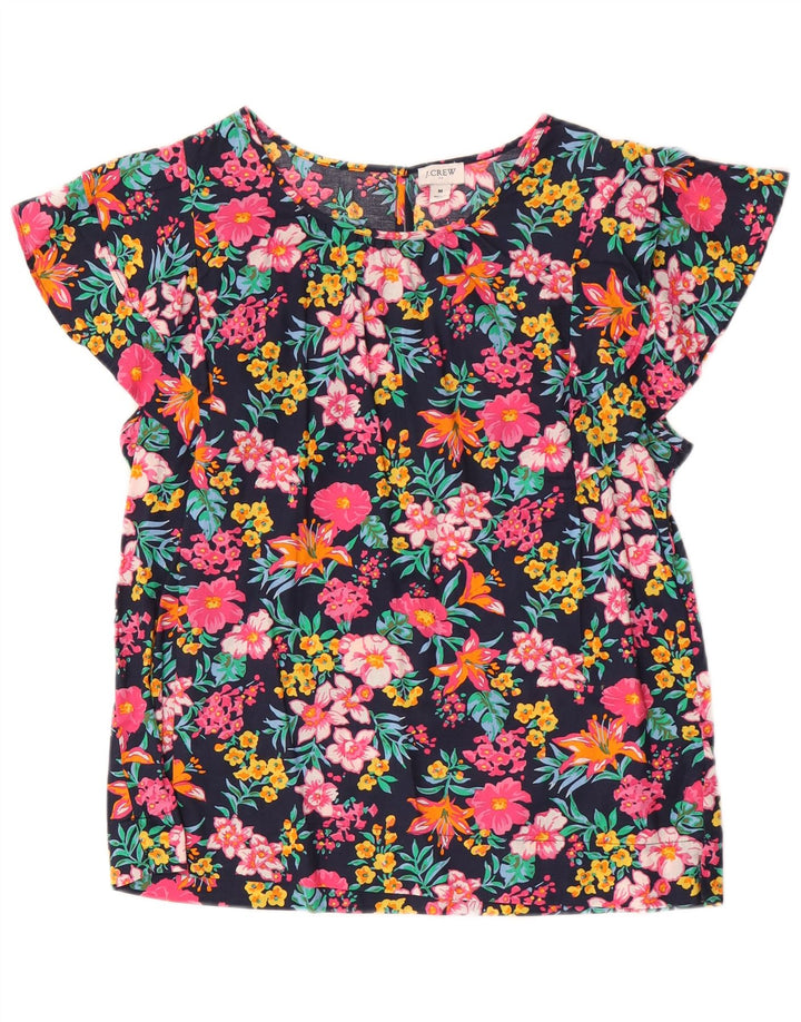 J. Crew Blusa con Alas de Murciélago para Mujer UK 40 Mediana Algodón Floral Multicolor