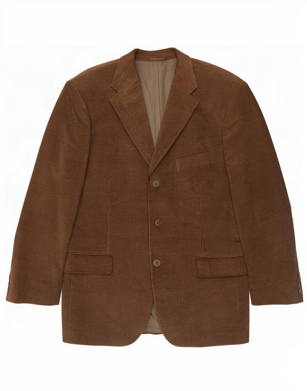 Vintage hombres 3 botones pana Blazer chaqueta IT 52 XL algodón marrón