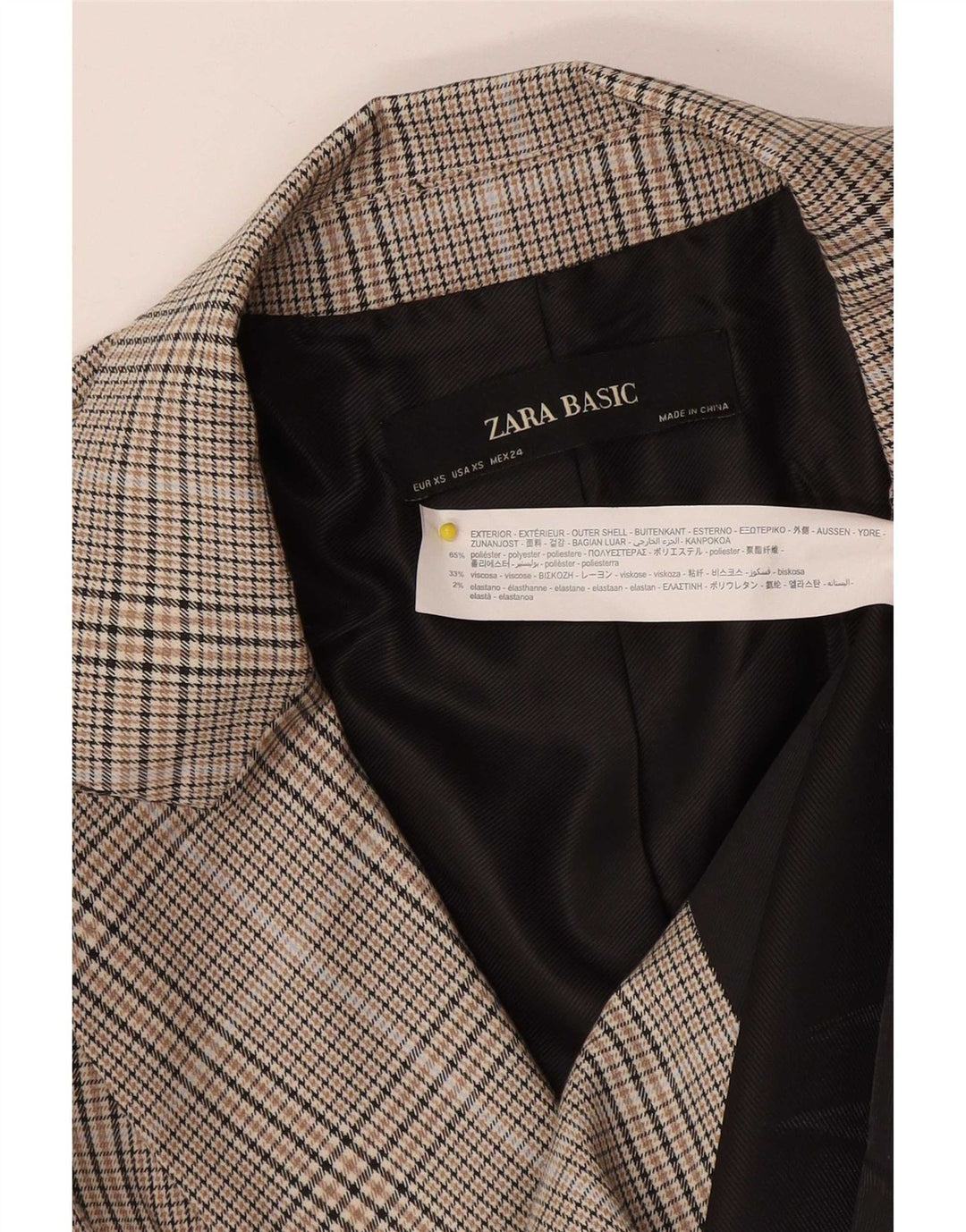 Zara Chaqueta tipo blazer extragrande con doble botonadura para mujer UK 6 XS Grey Check