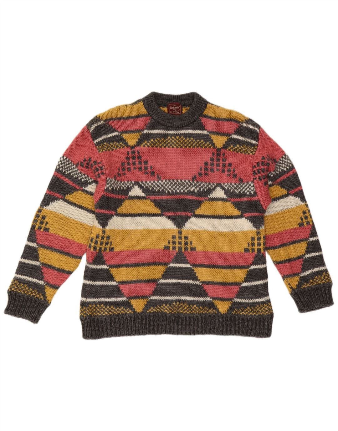Unlimited Jersey De Cuello Redondo Para Hombre De Lana Geométrica Multicolor Mediana