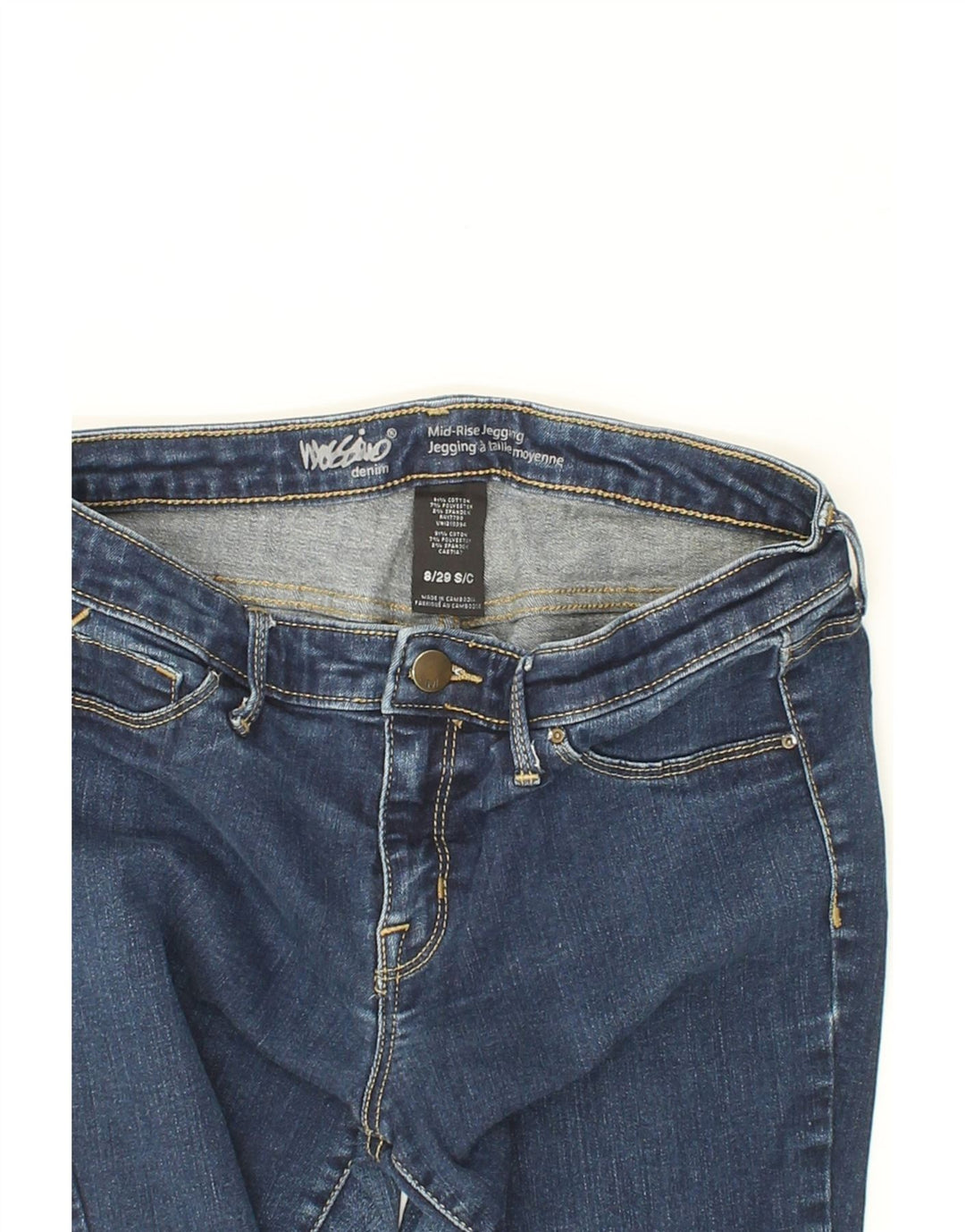 MOSSIMO Womens Mid Rise Jegging Jeans US 8 Medium W30 L26 Navy Blue Cotton Vintage Mossimo and Second-Hand Mossimo from Messina Hembry 