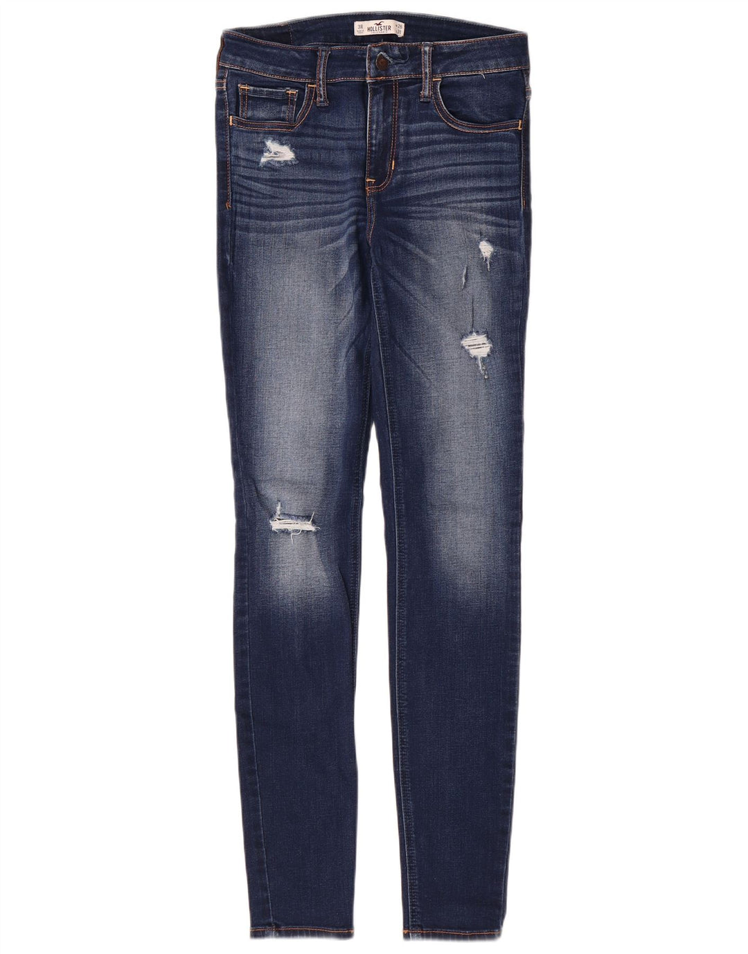 HOLLISTER Jeans ajustados desgastados para mujer US 3 XS W26 L31 Algodón azul