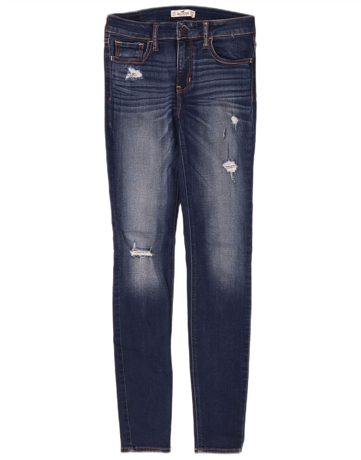 HOLLISTER Jeans ajustados desgastados para mujer US 3 XS W26 L31 Algodón azul