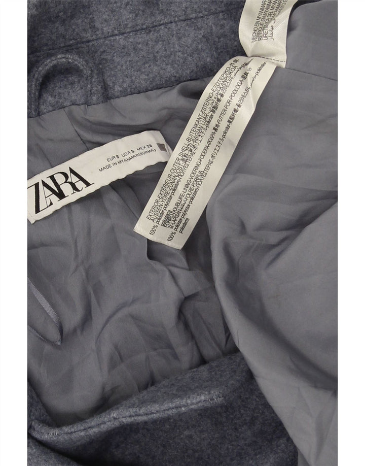 Zara Mujer Abrigo Cruzado UK 40 Small Poliéster Azul