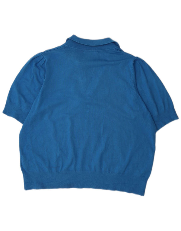 Marks & Spencer Jersey de Manga Corta con Cuello Polo para Mujer UK 40 XL Azul