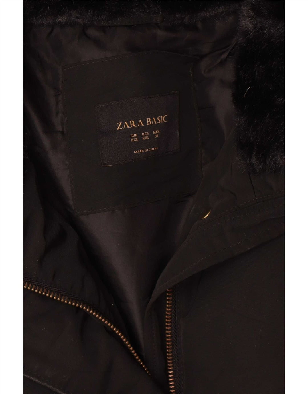 Zara Mujer Crop Chaqueta Acolchada ES 39 2XL Poliéster Negro