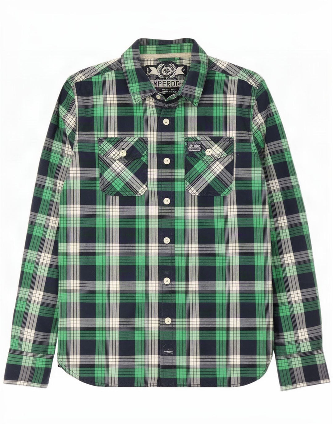 Camisa Superdry para hombre de algodón a cuadros verdes grandes