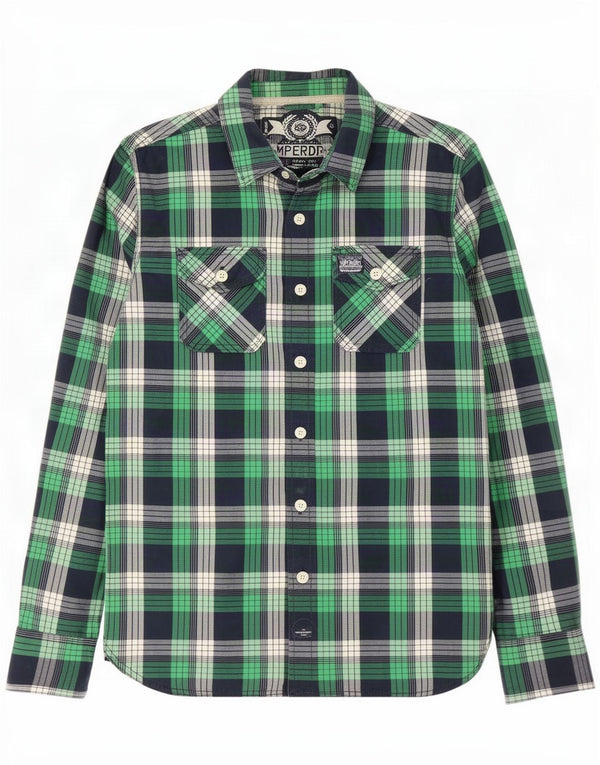 Camisa Superdry para hombre de algodón a cuadros verdes grandes